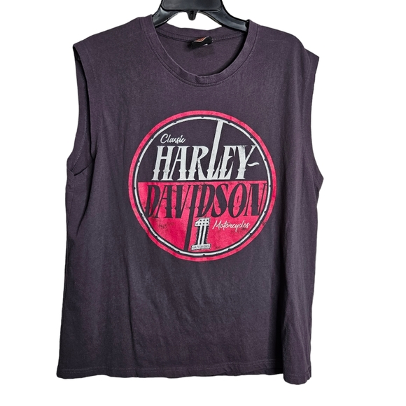Harley Davidson Classic Motorcycles Sleeveless Gray Graphic T-shirt Size Large - Picture 1 of 8